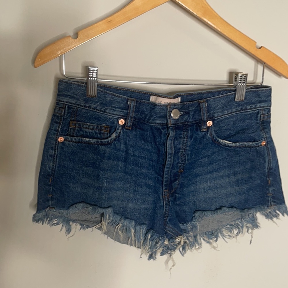 Free People Denim Shorts With Raw Hem